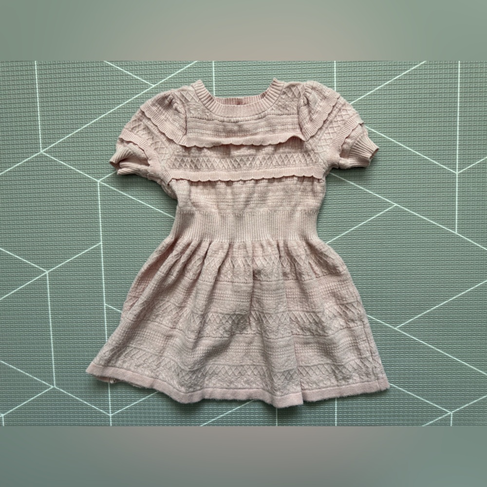Little me|Baby girl/toddler Light Pink Knit Ruffle textured knit Dress,pastel•2T